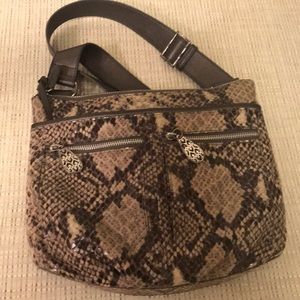 Brighton python leather gray cross body purse